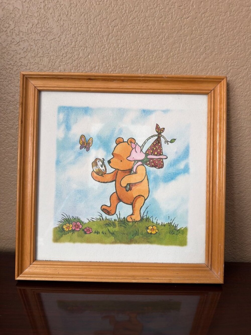 Vintage Disney Classic Pooh Framed Wall Art Winnie the Pooh Piglet Nursery Decor